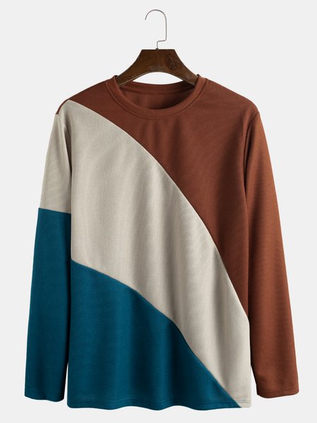 

Vintage Colorblock Crew Neck Shirts & Tops, Blue, T-shirts