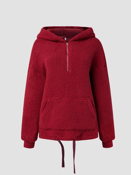 

Fluff/Granular Fleece Fabric Sweet Plain Sweatshirt, Wine red, Sweatshirts & Hoodies