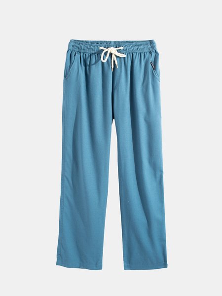 

Casual Solid Classic Wide-leg Casual Pants, Denim blue, Men's pants