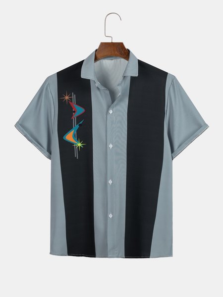 

Men's 50's New Style Short Sleeve Casual Loose Shirt, Gray, Shirts ＆ Blouse
