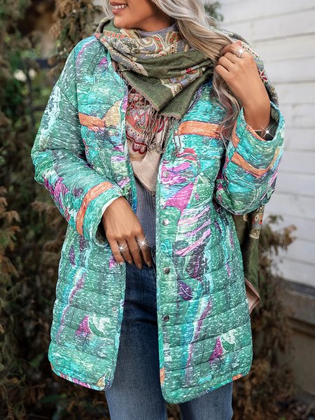 

Crew Neck Outerwear, Green, Outerwear