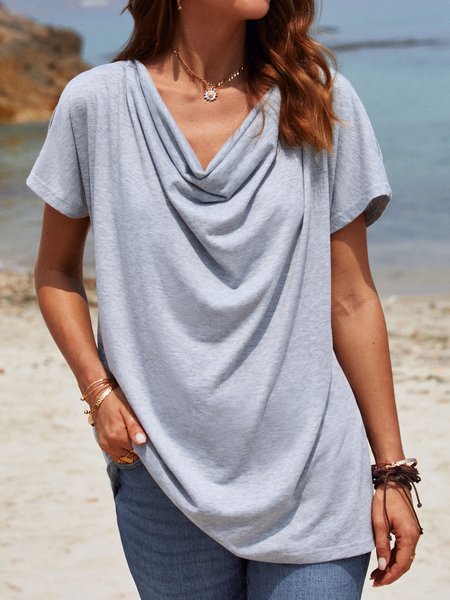 

Shift Cutout Short Sleeve Sweet Tops, As picture, Tees & T-shirts