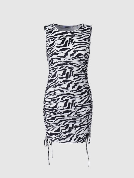 

Crew Neck Zebra Casual Dresse, Mini Dresses