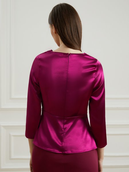 

Square Neck Elegant Regular Fit Top, Purple, Tops