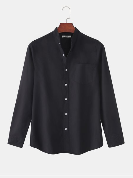 

Plain Classic Shirt Collar Shirts & Tops, Black, Men's shirts