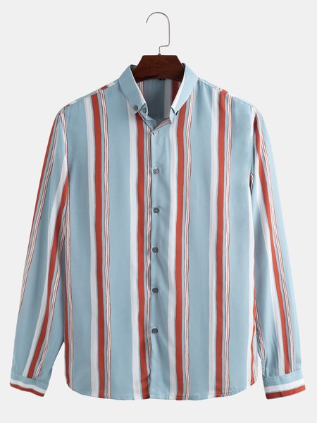 

Casual Stripes Shirt Collar Shirts & Tops, As picture, Men's Floral shirt