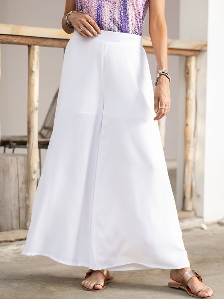 

Plus Size Plain Casual Pants, White, Pants
