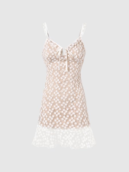 

Square Neck Elegant Dress, Beige, Mini Dresses