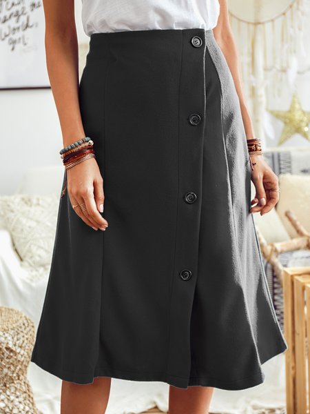 

Casual Buttoned Skirt, Black, Skirts