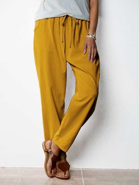 

Pantaloni Casuale di Cotone, Giallo, Pants