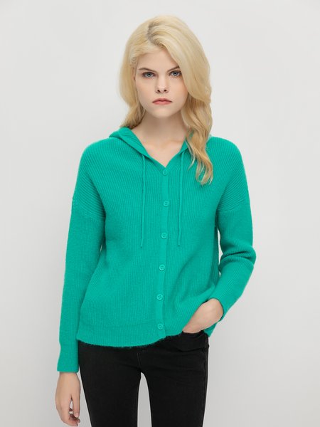 

Casual Long Sleeve V Neck Sweater, Green, Cardigans