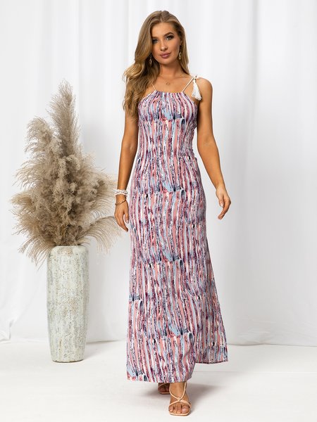 

Sweet A-Line Cold Shoulder Spaghetti Weaving Dress, Red, Dresses
