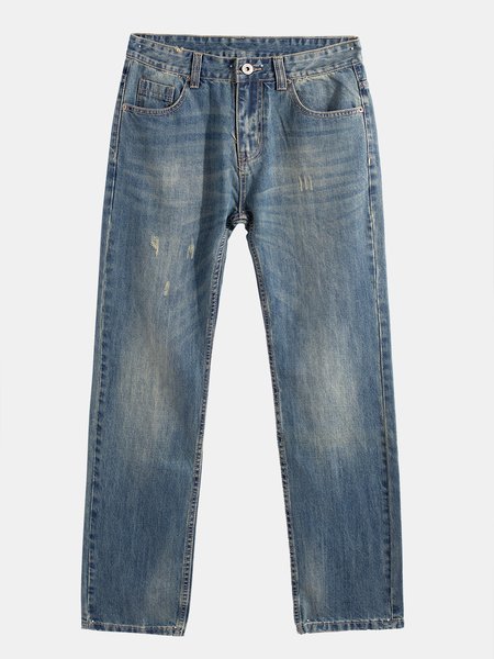 

Washed Solid Denim Pants, Denim blue, Bottoms