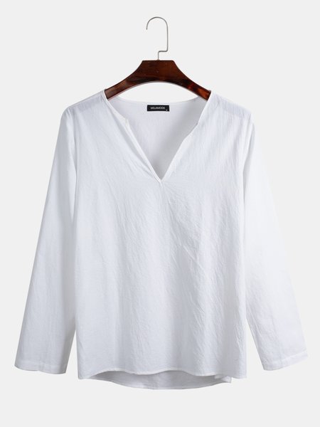 

Cotton Plain Casual Shirts & Tops, White, Shirts ＆ Blouse