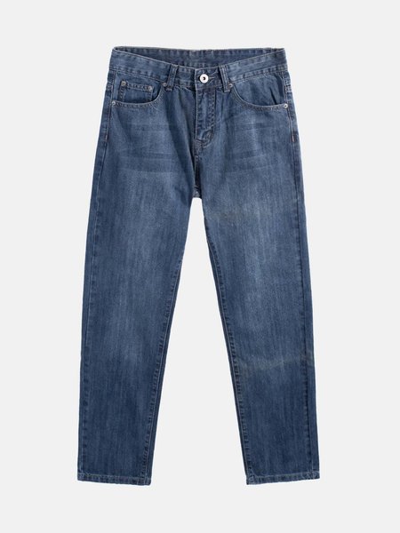 

Washed Solid Denim Pants, Denim blue, Bottoms