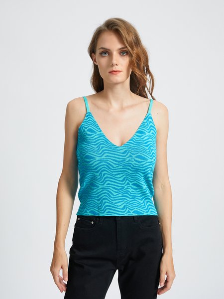 

Zebra Acrylic V Neck Tank, As picture, Tanks and Camis