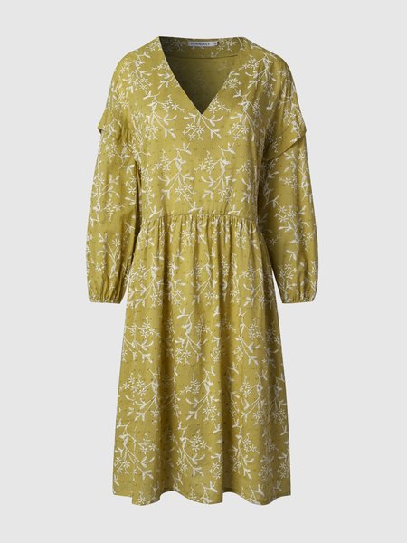 

Green Floral 3/4 Sleeve A-Line Weaving Dress, Mini Dresses