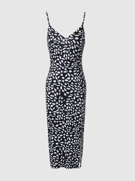 

Slim Fit Elegant Side Slit Dress, Black, Maxi Dresses
