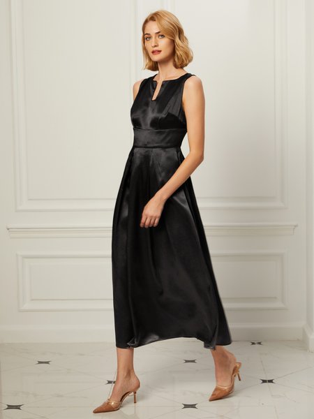 

Elegant Sleeveless Regular Fit Midi Dress, Black, Maxi Dresses