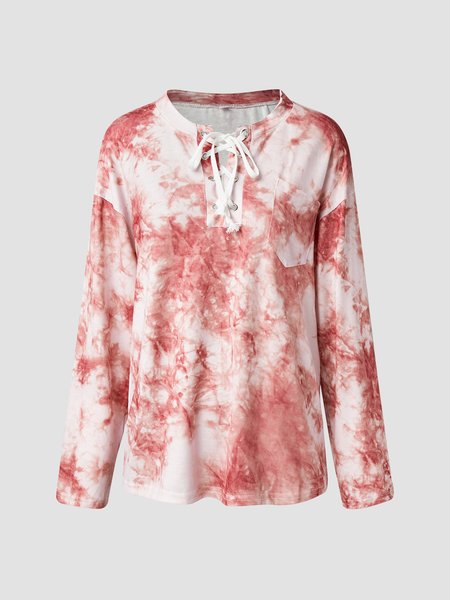 

Printed Fashion Loosen Shirts & Tops, Orange red, Long sleeve tops
