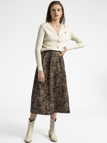 

Leaves Work Midi Skirt, Darkgreen, Midi Skirts