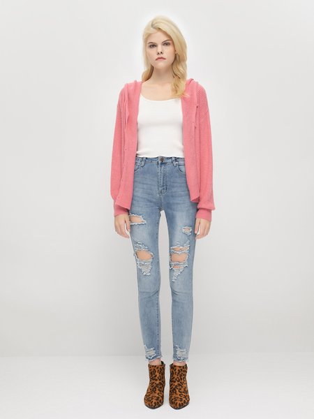 

Cotton Casual Skinny Jeans, As picture, Jeans