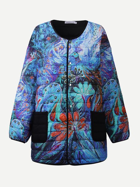 

Abstract Loosen Outerwear, Blue, Outerwear