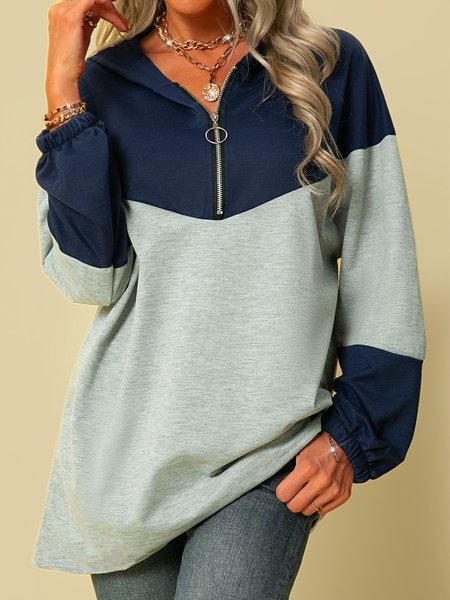 

Casual Long Sleeve Solid Hoodie Sweatshirt, Deep blue, Hoodies & Sweatshirts