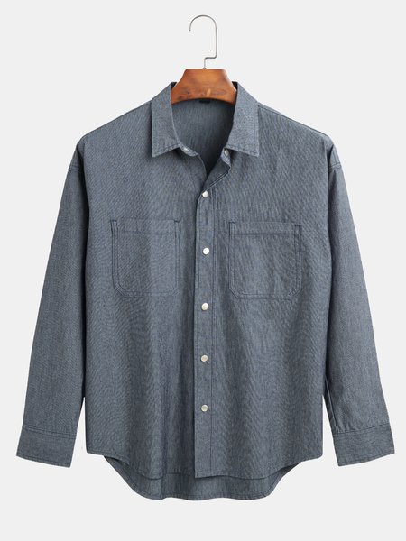 

Washed Solid Shirts & Tops, Denim blue, Men's shirts