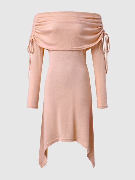 

Solid Boat Neck Knitting Dress, Pink, Dresses