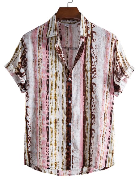 

Men's Striped Printed Casual Shirts, Pink, Shirts