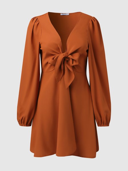 

Simple Knot Front Dress, Coffee, Dresses