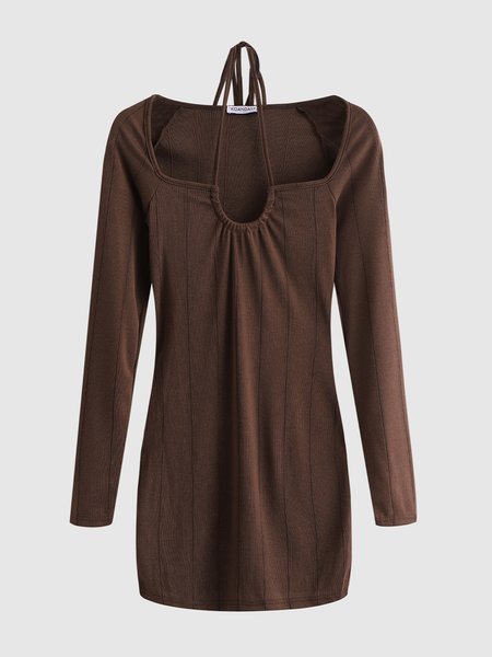 

Solid Knitting Dress, Brown, Dresses