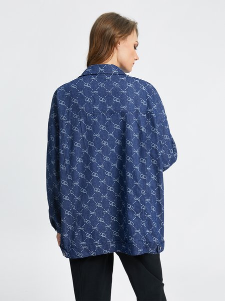 

Casual Shawl Collar Outerwear, Blue, Outerwear