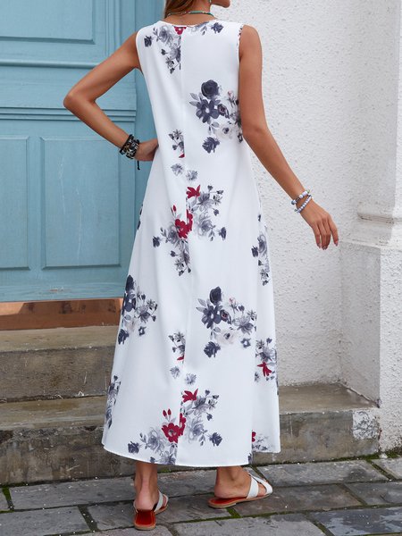 

Sleeveless Casual Shift Floral Dresses, White, Floral Dresses