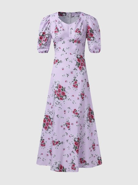 

Elegant V Neck Floral Weaving Dress, Pink, Maxi Dresses