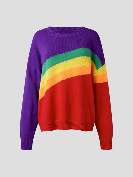 

Casual Household Daily Vintage Crew Neck Wool/Knitting Loosen Sweater, Multicolor, Sweaters