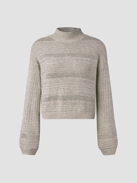 

Vacation Yarn/Wool Yarn Plain Sweater, Light khaki, Sweaters