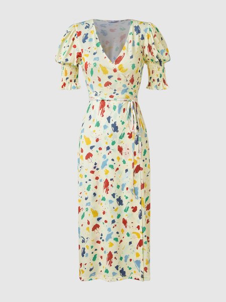 

V Neck Elegant Weaving Dress, Multicolor, Maxi Dresses