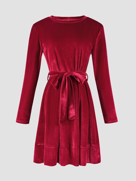 

Holiday Party Daily Vintage Casual Loosen Dresses, Red, Casual Dresses