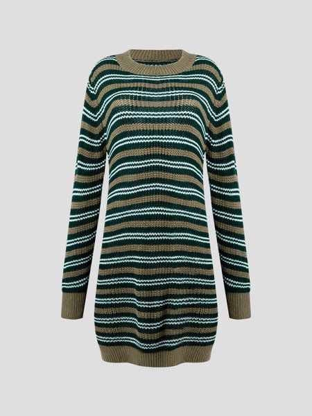 

Striped Yarn/Wool Yarn Dresses, Multicolors, Casual Dresses