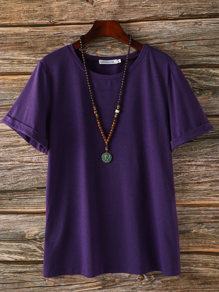 

Casual daily holiday loose-fitting shirts and tops, Purple, T-Shirts
