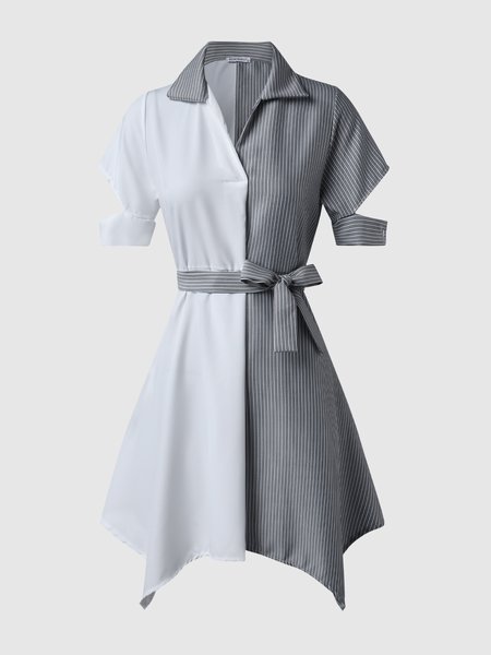 

Color Block Casual Weaving Dress, As picture, Midi Dresses