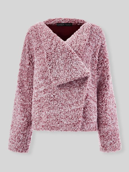 

Wine Red Casual Cotton-Blend Long Sleeve Shawl Collar Outerwear, Outerwear