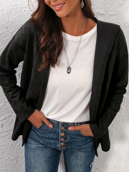

Black Paneled Casual Long Sleeve Hoodie Outerwear, Outerwear