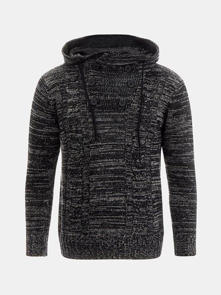 

Cotton-Blend Sweater Hoodie, Black-grey, Hoodies