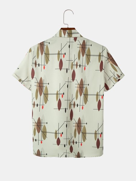 

Uomo Colletto a Camicia Astratto Stampato Camicie & Top, Grigio, Men's Top