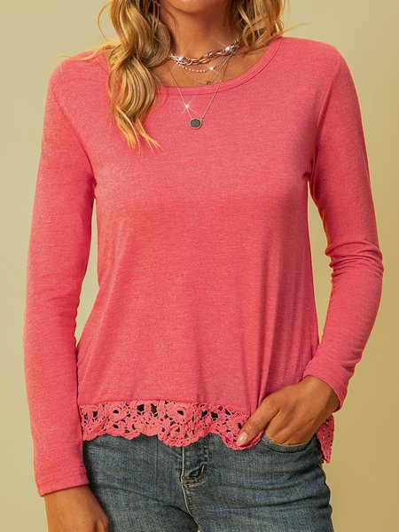 

cotton long sleeve casual shirts & tops, Red, T-Shirts