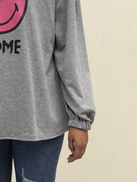

Gray Printed Long Sleeve Cotton-Blend Tops, Auto-Clearance