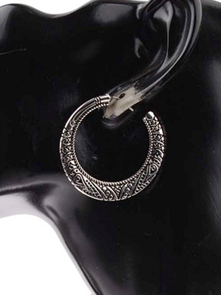 

Retro ethnic style carved earrings, Silver, Earrings